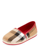 Peckfield Check Canvas Espadrille, Berry Pink/Natural, Toddler