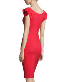 Donna Rosette-Sleeve Sheath Dress 