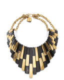 Kifalme Dark Horn & Bronze Bib Necklace, Bronze