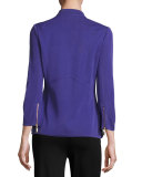 3/4-Sleeve Button-Front Jacket, Grape Royale 