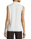 Jayke Sleeveless Ruffle-Trim V-Neck Silk Blouse