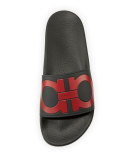Groove Gancini Slide Sandal, Black/Red