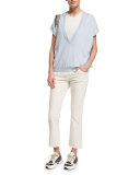 Jewel-Neck Lace-Overlay Tank Top, Butter