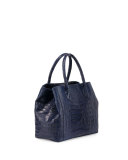 Crocodile Medium Convertible Tote Bag, Navy