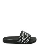 Lea Leather Pool Slide Sandal, Black