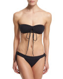 Tie-Front Solid Two-Piece Swimsuit, Black