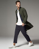 Raw-Edge Henley T-Shirt, White
