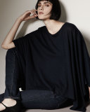 Double-Face Cotton/Cashmere Knit Poncho