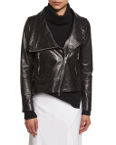Mission Leather Swing-Back Moto Jacket, Black