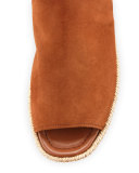 Suede Platform Ankle-Wrap Sandal