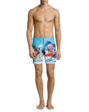 Bulldog Happy Sandboys Print Swim Trunks