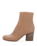 Leather 70mm Ankle Boot, Taupe