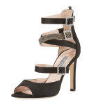 Fugue Strappy Satin Sandal, Black