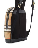 Men's Leather & House Check Backpack