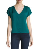 Dolman-Sleeve V-Neck Top, Peacock