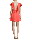 Dottie Crepe Ruffle-Trim Shift Dress, Red
