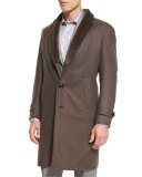 Topcoat w/Mink Fur Collar, Light Brown