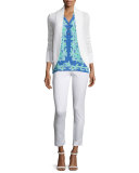 Amalie Long-Sleeve Open Cardigan, White 