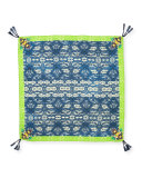 Puente Printed Silk Tassel Scarf, Multi Colors