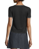 Stevie Tipped Jersey Tee, Black