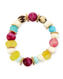 Purple Agate, Aquamarine & Sea Glass Beaded Bracelet