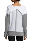 Cross-Back Colorblock Sweatshirt, White/Medium Gray Heather