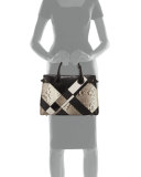 Banner Medium Patchwork Python Tote Bag, Black/White