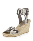 Sophie Snake-Print Espadrille Sandal, Black/White