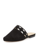 Melissa Laser-Cut Suede Mule, Black