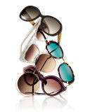 Carlina Round Wire-Frame Sunglasses, Rose Gold