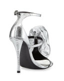 Rose and Roll Leather 100mm Sandal, Silver