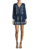 Lemay Embroidered Split-Neck Top