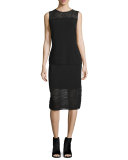 Needle-Punched Lace-Yoke Tank, Black