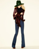 Rabbit-Trim Paisley Cashmere Stole, Wine