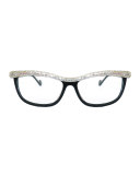 Kiki on a String Rhinestone Optical Frames, Black
