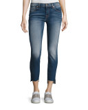 Ankle Skinny Jeans with Stem Hem, Distressed Authentic Light