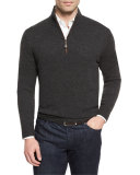 Nano-Cashmere 1/4-Zip Pullover, Charcoal