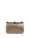 Lock Rockstud Metallic Leather Shoulder Bag