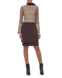 Cheetah-Print Slit-Sleeve Blouse, Steppe/Date