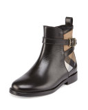 Richardon Leather and Check Ankle Boot, Black, Infants'