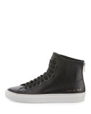 Tournament Leather High-Top Sneaker, Black