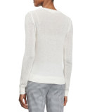 Long-Sleeve Semisheer Sweater, White