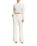 Anson Stretch Flare-Leg Pants, Ivory