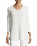 Perforated V-Neck Tunic, White