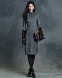 Long-Sleeve Mock-Neck Sheath Dress
