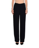 Cloqué Zip Elastic-Waist Pants, Navy