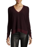 Taylor Merino Wool V-Neck Sweater, Port