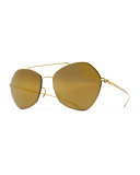 Esse Geometric Aviator Sunglasses, Gold