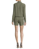 Evia Long-Sleeve Romper, Desert Olive