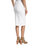 Marino Denim Pencil Skirt, White